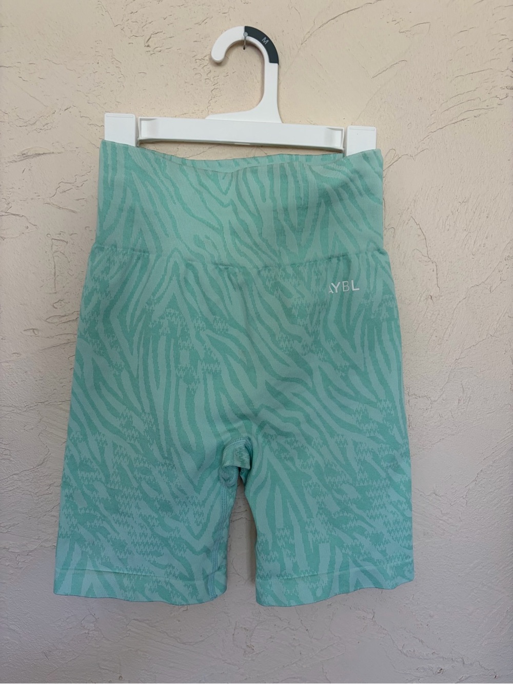 AYBL Mint Zebra-Print High-Rise Bike Shorts